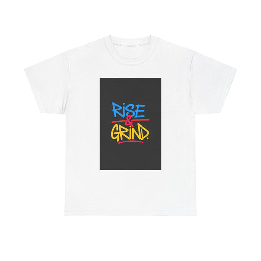 Rise & Grind Unisex Heavy Cotton Tee - Motivational Shirt, Gift for Entrepreneurs, Fitness Apparel, Casual Wear, Streetwear