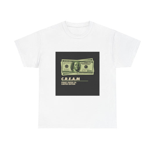 C.R.E.A.M. Unisex Heavy Cotton Tee, Casual Streetwear, Graphic T-Shirt, Gift for Hip-Hop Lovers, Everyday Comfort Wear