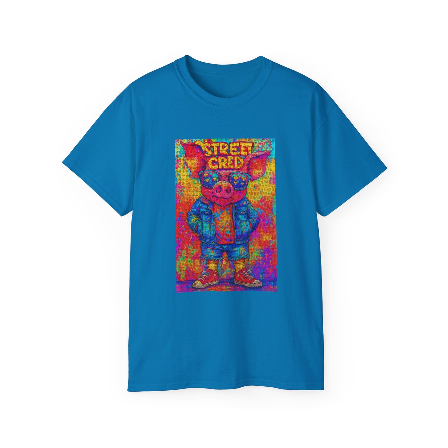 Vibrant Street Cred Tee | Funky Art T-Shirt, Unisex Casual Wear, Gift for Artists, Fun Fashion, Streetwear Style