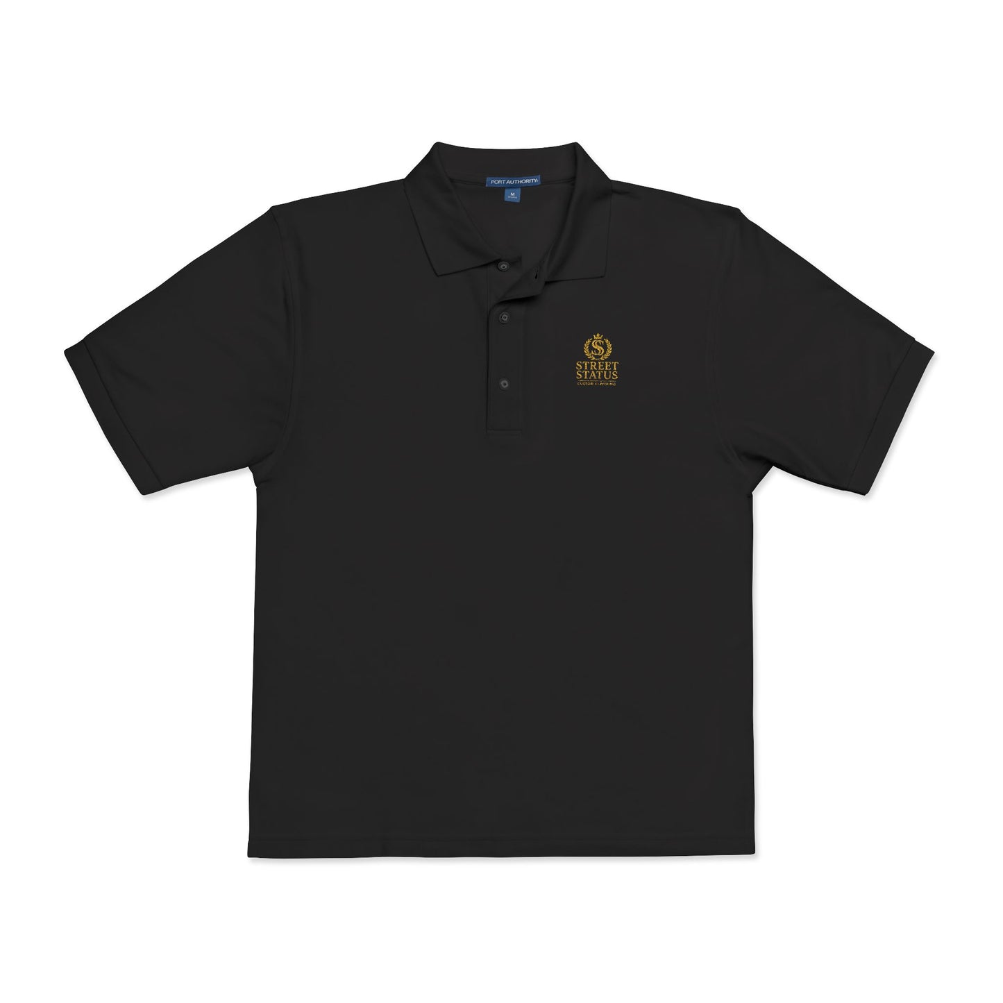 Embroidered Lion Crest Polo Shirt — Classic Black Work & Casual Polo