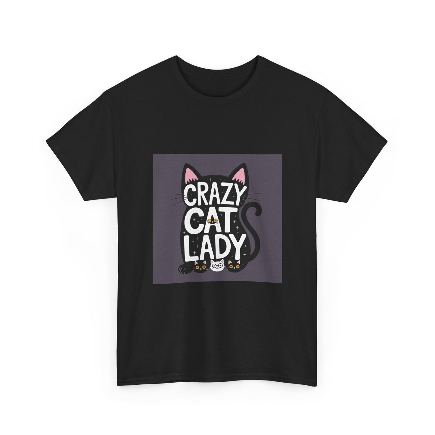 Crazy Cat Lady Unisex Heavy Cotton Tee | Cat Lover Gift, Quirky T-Shirt, Feline Fanatic Apparel, Funny Cat Humor, Gift for Cat Mom