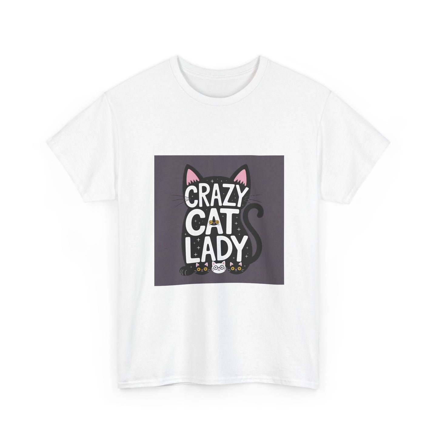 Crazy Cat Lady Unisex Heavy Cotton Tee | Cat Lover Gift, Quirky T-Shirt, Feline Fanatic Apparel, Funny Cat Humor, Gift for Cat Mom