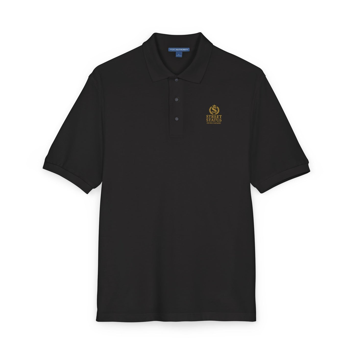 Embroidered Lion Crest Polo Shirt — Classic Black Work & Casual Polo