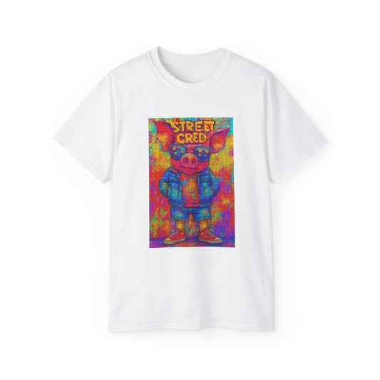 Vibrant Street Cred Tee | Funky Art T-Shirt, Unisex Casual Wear, Gift for Artists, Fun Fashion, Streetwear Style