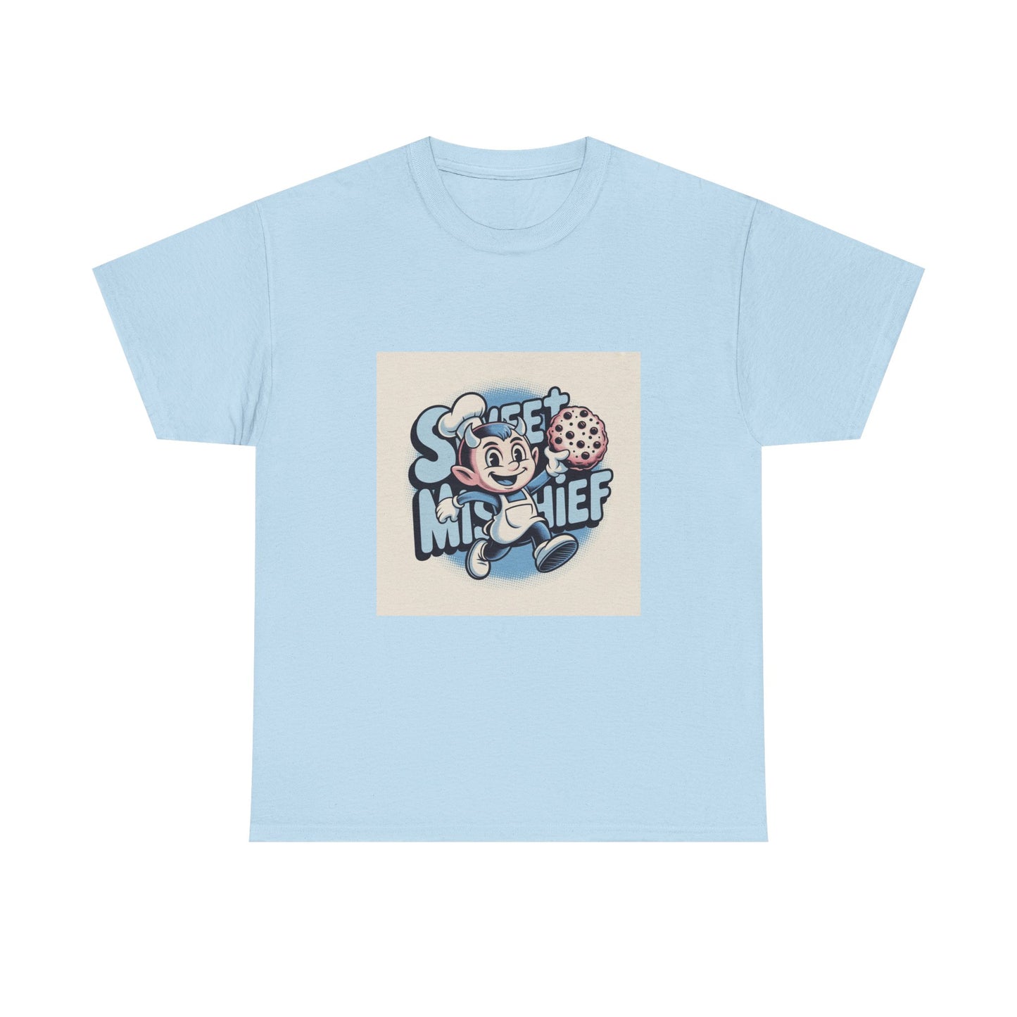 Playful Mischief Unisex Heavy Cotton Tee - Fun Graphic T-Shirt for Kids, Cookie Lover Gift, Casual Wear, Everyday Style