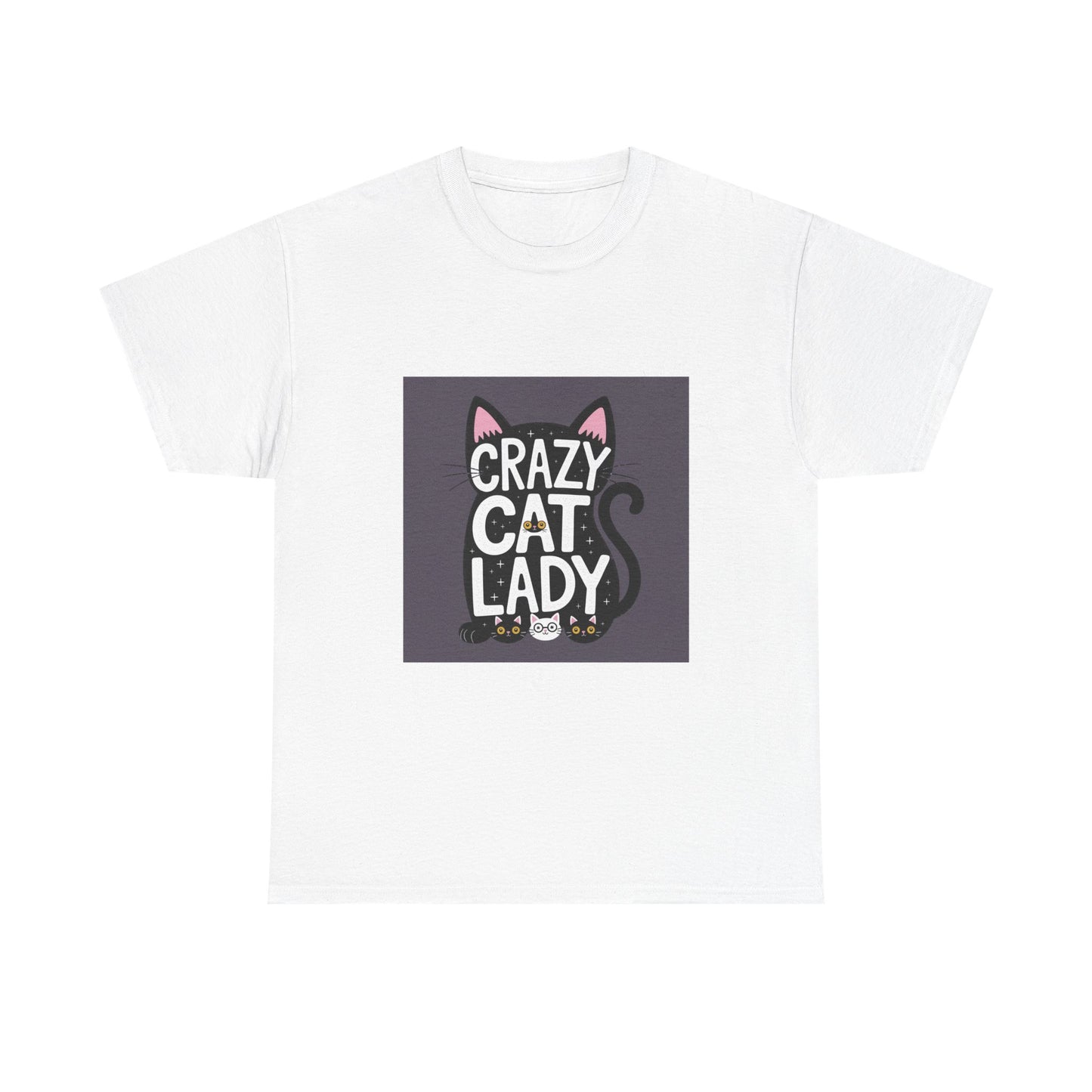 Crazy Cat Lady Unisex Heavy Cotton Tee | Cat Lover Gift, Quirky T-Shirt, Feline Fanatic Apparel, Funny Cat Humor, Gift for Cat Mom