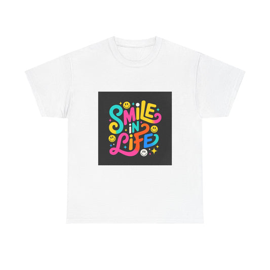 Joyful Message Tee – Unisex Heavy Cotton Tee, Smile in Life Shirt, Positive Vibes Apparel, Casual Gift, Summer Wear