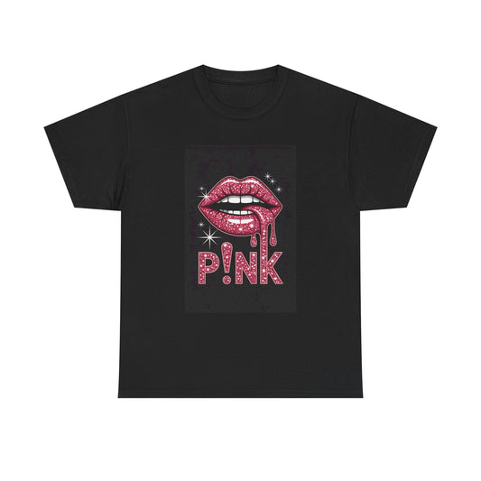 Pink Lip Drip T-Shirt — Glitter Kiss Graphic Tee