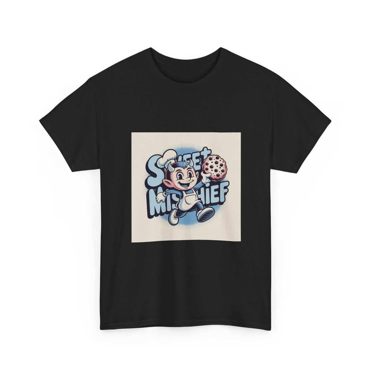 Playful Mischief Unisex Heavy Cotton Tee - Fun Graphic T-Shirt for Kids, Cookie Lover Gift, Casual Wear, Everyday Style