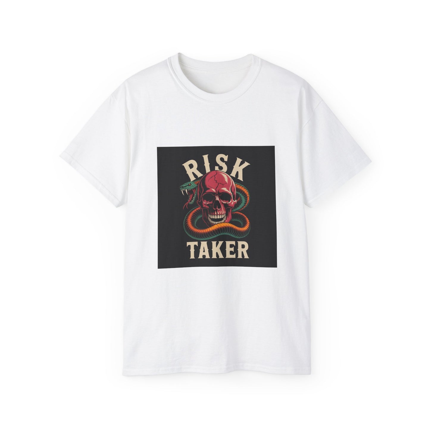 Risk Taker Skull Graphic Unisex Tee, Casual Graphic T-Shirt, Punk Style Shirt, Edgy Fashion Tee, Gift for Adventure Lovers