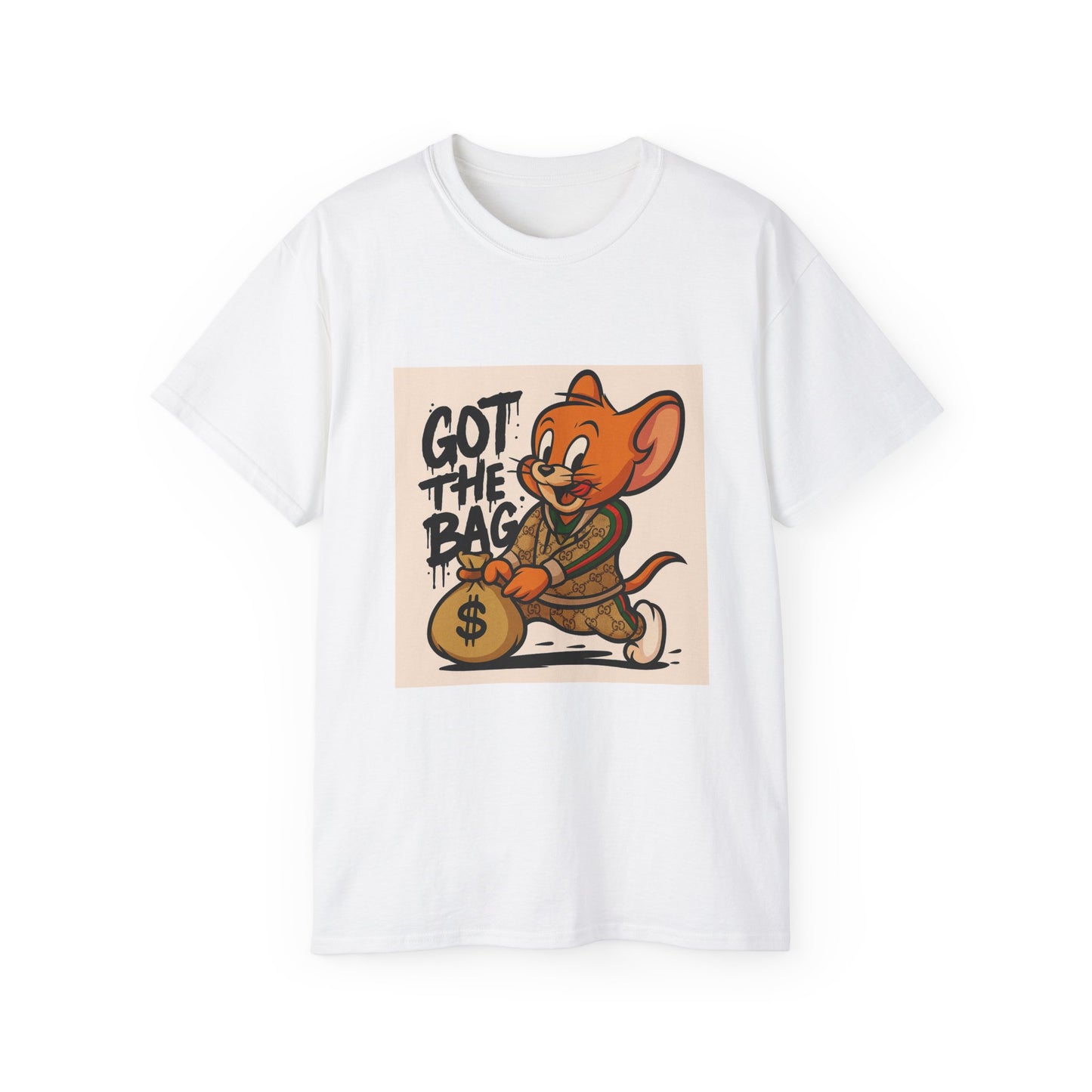Got The Bag Unisex Cotton Tee - Fun Graphic T-Shirt, Gift for Cartoon Lovers, Casual Wear, Unique Vintage Style, Perfect for All Occasions