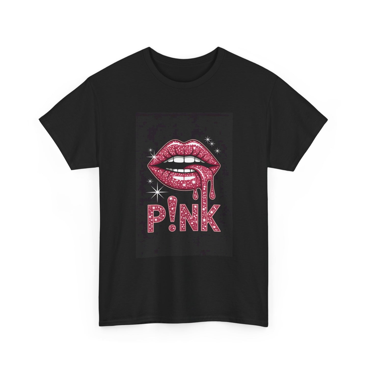 Pink Lip Drip T-Shirt — Glitter Kiss Graphic Tee