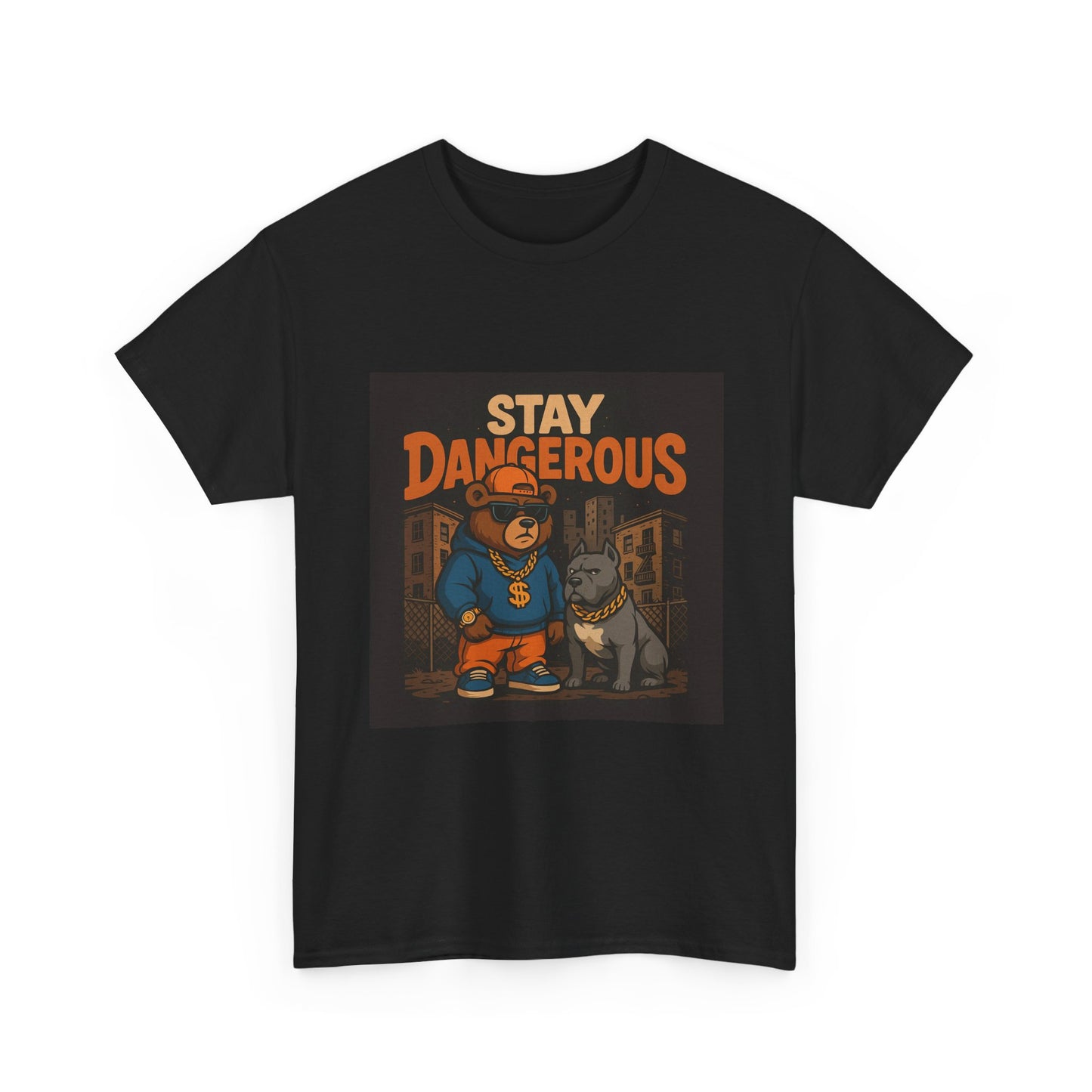 Stay Dangerous Unisex Heavy Cotton Tee, Graphic Tee, Streetwear, Casual Outfit, Gift for Him, Trendy Apparel