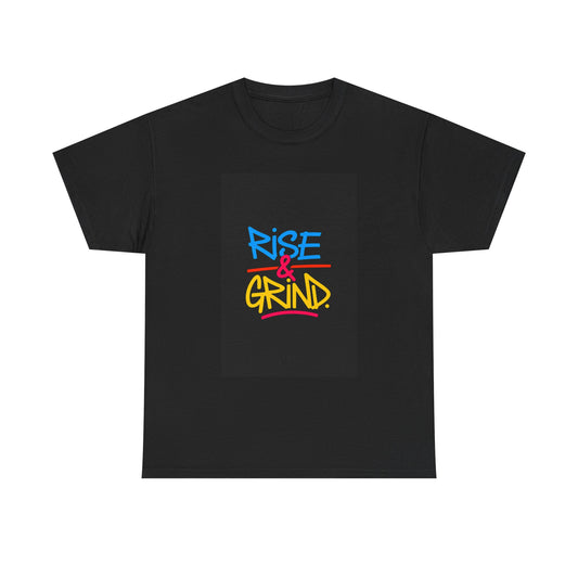 Rise & Grind Unisex Heavy Cotton Tee - Motivational Shirt, Gift for Entrepreneurs, Fitness Apparel, Casual Wear, Streetwear
