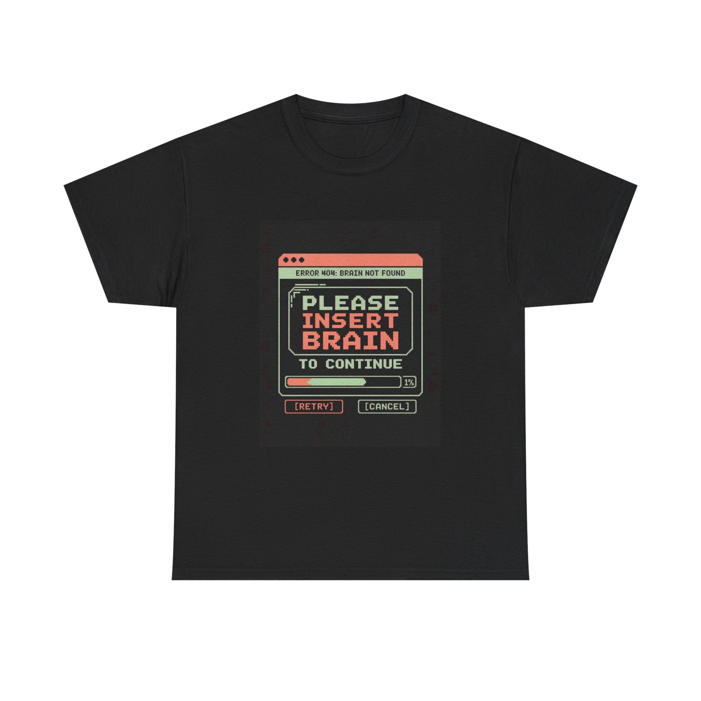 Please Insert Brain T‑Shirt — Retro Computer Error Graphic Tee