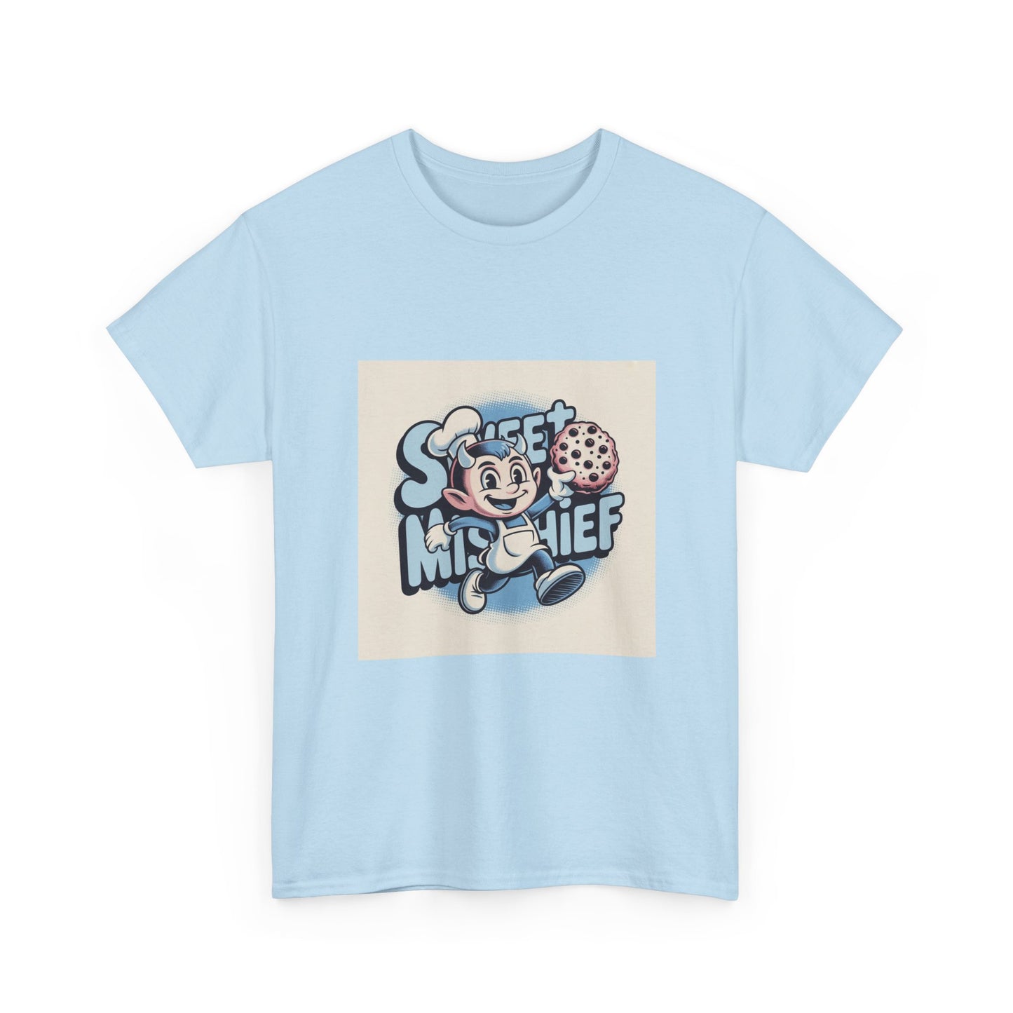 Playful Mischief Unisex Heavy Cotton Tee - Fun Graphic T-Shirt for Kids, Cookie Lover Gift, Casual Wear, Everyday Style