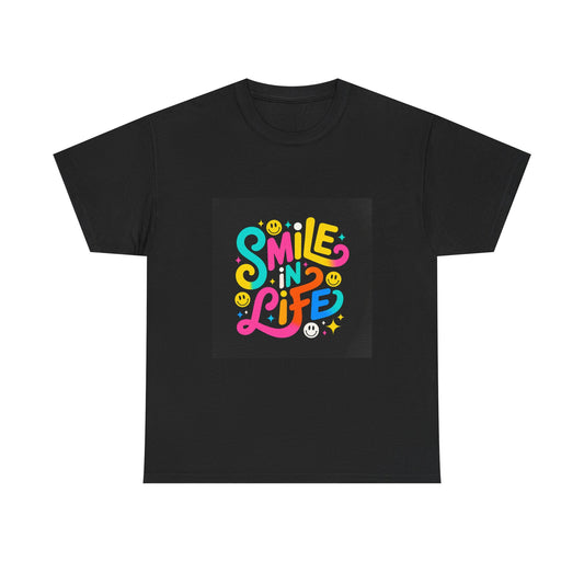 Joyful Message Tee – Unisex Heavy Cotton Tee, Smile in Life Shirt, Positive Vibes Apparel, Casual Gift, Summer Wear