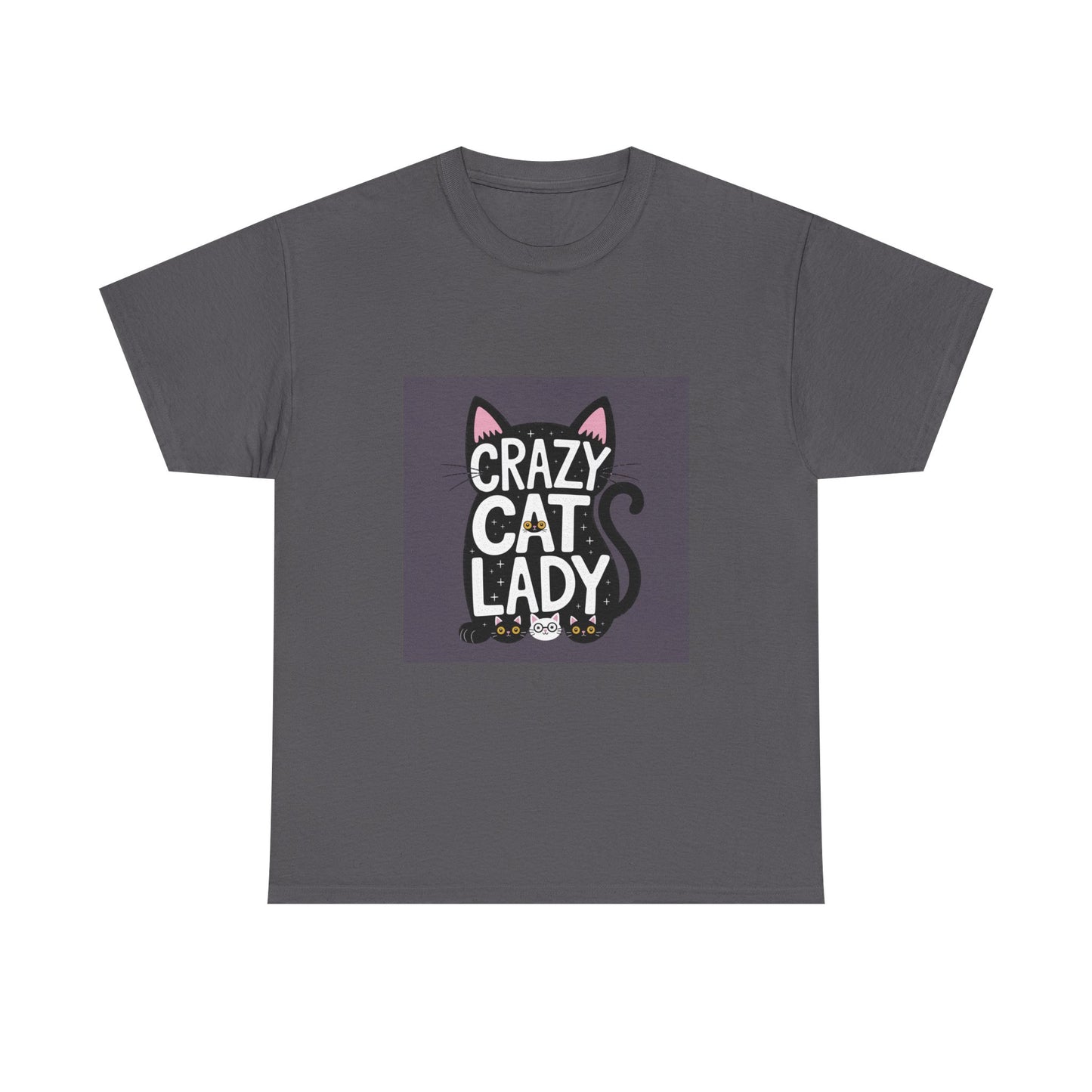 Crazy Cat Lady Unisex Heavy Cotton Tee | Cat Lover Gift, Quirky T-Shirt, Feline Fanatic Apparel, Funny Cat Humor, Gift for Cat Mom