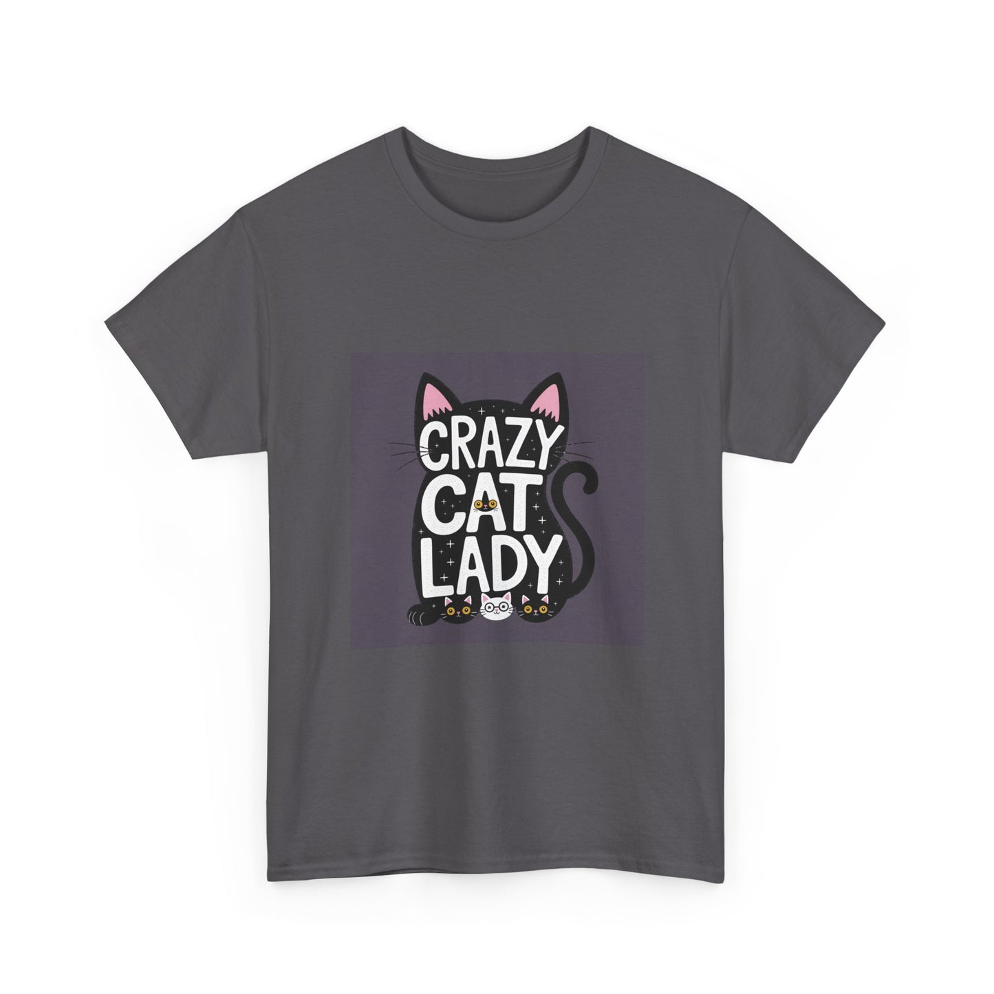 Crazy Cat Lady Unisex Heavy Cotton Tee | Cat Lover Gift, Quirky T-Shirt, Feline Fanatic Apparel, Funny Cat Humor, Gift for Cat Mom